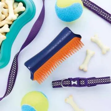 Pet Teezer by Tangle Teezer Detangling Dog Grooming Brush, Dry Brush or Dog Bath Brush for Wet or Dry Fur, Navy & Orange