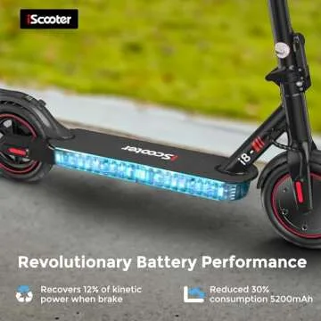 iScooter Electric Scooter, 12 Miles Long Range, 18 Mph Top Speed, Commuting Electric Scooter with Cuise Control, Double Braking Systems E Scooter for Adults and Teens - i8