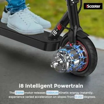 iScooter Electric Scooter, 12 Miles Long Range, 18 Mph Top Speed, Commuting Electric Scooter with Cuise Control, Double Braking Systems E Scooter for Adults and Teens - i8