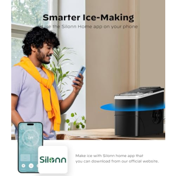 Silonn Smart Countertop Ice Maker - Compact With App Control, 9 Cubes in 6 Mins, 26 lbs per Day, 2 C...