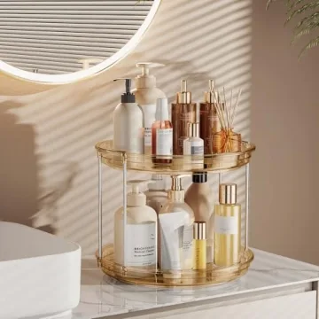 LAMU 2 Tier Lazy Susan Organizer for Easy Storage Solutions