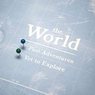 Push Pin World Map Board - With Push Pins to Mark World Travel - Handmade in Ohio, USA - Design: Nat...