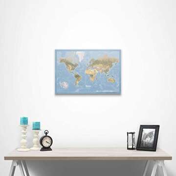 Push Pin World Map Board - With Push Pins to Mark World Travel - Handmade in Ohio, USA - Design: Natural Earth