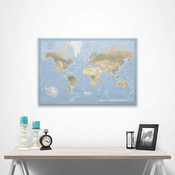Push Pin World Map Board - With Push Pins to Mark World Travel - Handmade in Ohio, USA - Design: Natural Earth