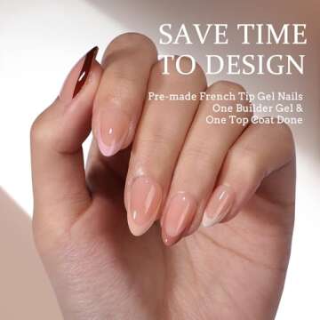 BTArtboxnails XCOATTIPS Press on Nails - French Tip Press on Nails, Fake Nails Short Almond Nail Tip...