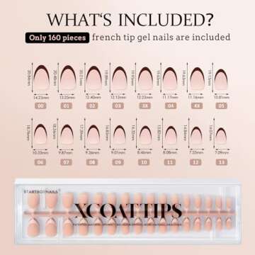 BTArtboxnails XCOATTIPS Press on Nails - French Tip Press on Nails, Fake Nails Short Almond Nail Tips, Skin Tones Soft Gel Nails False Nail, Soak Off Acrylic Nails Valentines Day Gift