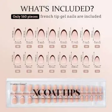 BTArtboxnails XCOATTIPS Press on Nails - French Tip Press on Nails, Fake Nails Short Almond Nail Tips, Skin Tones Soft Gel Nails False Nail, Soak Off Acrylic Nails Valentines Day Gift