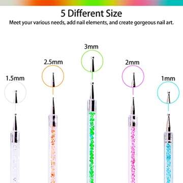 5 Pcs Dotting Pen Tool Trace Painting Tools Dotting Tools for Painting Dot Nail Art Tool Two Way Dotting Pen Tool Painting Embossing Stylus DIY Design Nail Art Point Drill Multi-Colored