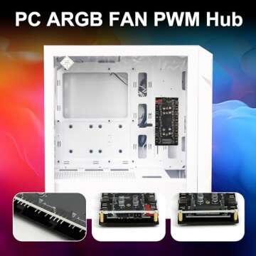 HATMINI ARGB and PWM Hub，8 Way 5V 3 Pin ARGB HUB and 8 Way 4 PIN Cooling Fan PWM Hub with Acrylic ...