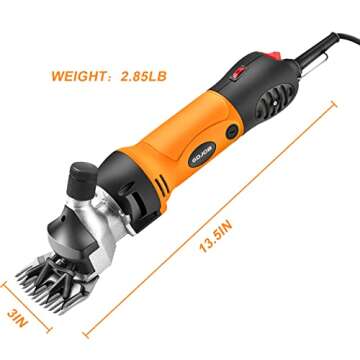 Sheep Shears Electric 550W - Upgraded Professional Sheep Clippers 6 Speed Heavy Duty Livestock Haircut for Grooming Sheep Goats Horses Large Dog Thick Coats Animals (2 Blades)
