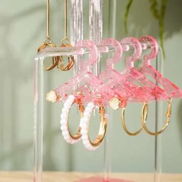 NiHome Glitter Earring Holder for 48 Pairs with Hangers