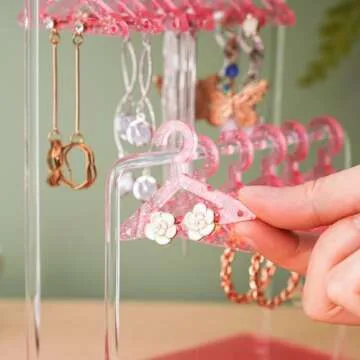 NiHome Glitter Earring Holder for 48 Pairs with Hangers