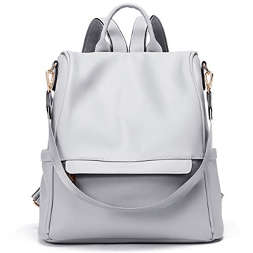 CLUCI Fashionable Leather Backpack Purse for Women - Anti-theft Travel Bag in Gray