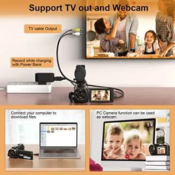 Aasonida Video Camera Camcorder for YouTube, Digital Vlogging Camera FHD 1080P 30FPS 24MP 3.0 Inch 270° Rotation Screen Video Recorder with Microphone, Remote Control, 2 Batteries