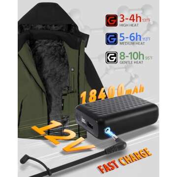 Mens Heated Jacket Graphene Electric Warming Coat Winter Gear Must Haves Camper Essentials Hunting Supplies Motorcycle Mountaineering Gadgets Mountain Climbing Necessities Overlanding Equipment Thing