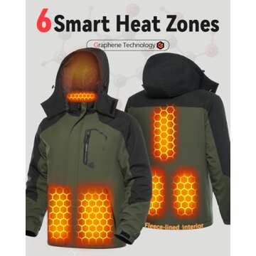 Mens Heated Jacket Graphene Electric Warming Coat Winter Gear Must Haves Camper Essentials Hunting Supplies Motorcycle Mountaineering Gadgets Mountain Climbing Necessities Overlanding Equipment Thing