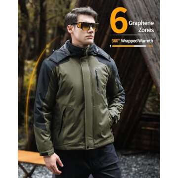 Mens Heated Jacket Graphene Electric Warming Coat Winter Gear Must Haves Camper Essentials Hunting Supplies Motorcycle Mountaineering Gadgets Mountain Climbing Necessities Overlanding Equipment Thing