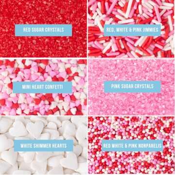 Sweets Indeed Heart Sprinkles, Valentines Day, Edible Sprinkle Mix, Heart Shapes, Jimmies, Perfect for Cake Decorations, Baking, Ice Cream, Cookies, Cupcake Topper (Sweetheart)