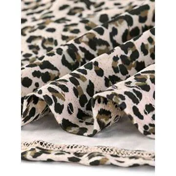 Allegra K Women's Leopard Print Round Neck Smock Waist Long Sleeve Ruffle Mini Dress Small Pink