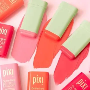 Pixi On-the-Glow Blush - Ruby, Hydrating Tinted Moisture Blush Stick with Ginseng, Aloe Vera & Fruit...