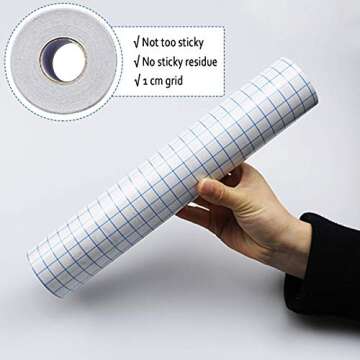 COMMIA Transfer Tape for Vinyl - 12'' x 50 Feet w/Alignment Grid Clear Transfer Paper Tape for Adhesive Vinyl, Medium Vinyl Transfer Tape Roll for Signs Stickers Decals Walls Doors