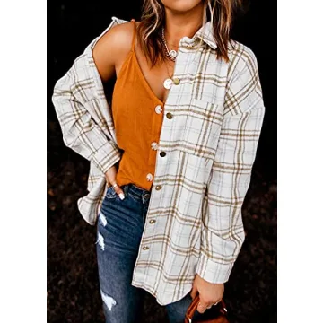 Trendy PRETTYGARDEN Plaid Shacket Jacket for Fall