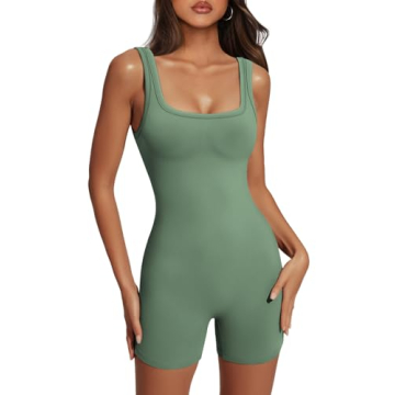 AUTOMET Women's Sexy Bodysuit Workout Rompers One Piece Summer Outfits Shorts Jumpsuits Gym Yoga Fas...