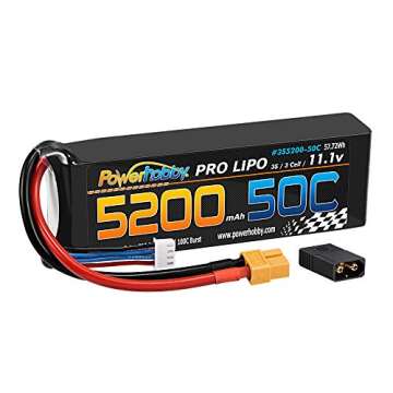Powerhobby 3S 11.1V 5200mAh 50C Lipo Battery Pack w XT60 Connector/Plug 3-Cell