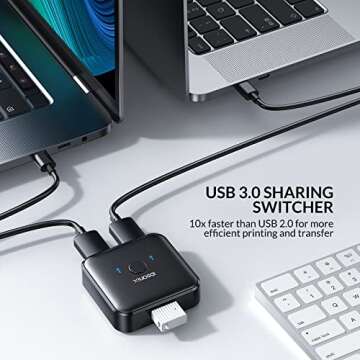 USB 3.0 Switch Selector,iDsonix USB Switcher 1 in 2 Out(2 in 1 Out) Bi-Directional,USB Switch 2 Comp...