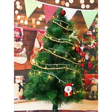 Hicarer Christmas Wooden Bead Garland Wood Bead Garland Christmas Tree Decorations for Christmas Holiday Favors, 12 Feet (Gold)