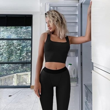 AYWA Women’s Ribbed Crop & High Waist Leggings Set