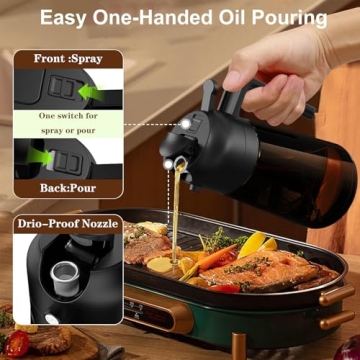 OURCABECUE 2-in-1 Olive Oil Dispenser Sprayer Dark Glass