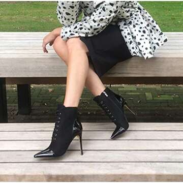 Stylish Richealnana Women's Lace Up Strappy Ankle Boots - Black US 9