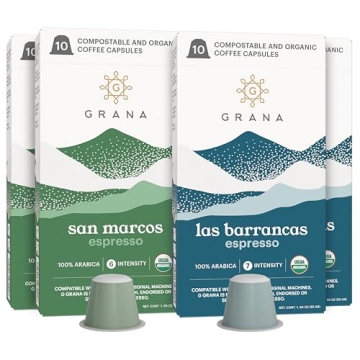G GRANA Coffee Pods for Nespresso: Organic, Compostable, 40 Pack