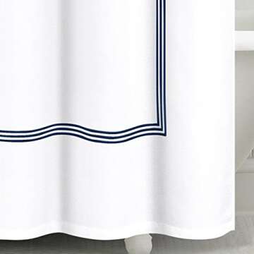 Echelon Home Collection Navy Echelon Hotel Three Line Shower Curtain