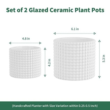 POTEY Vintage Ceramic Planter Pots for Indoor Plants 6 Inch
