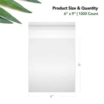 Seal Fresh Self Sealing Cellophane Bags - 6" x 9" (1000 Count) - Clear Plastic Resealable Cello Bag ...
