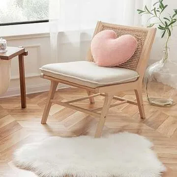 Ashler Light Pink Plush Heart Pillow - Faux Fur Rabbit 3D Kids' Room Decor, Soft Decorative Cushion for Sofas, Bedrooms & Living Spaces 15 X 17 Inch