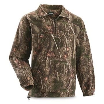 HUNTRITE Men's Quarter-Zip Camo Hunting Fleece Pullover Jacket Sweater Top Woodland Camo LARGE