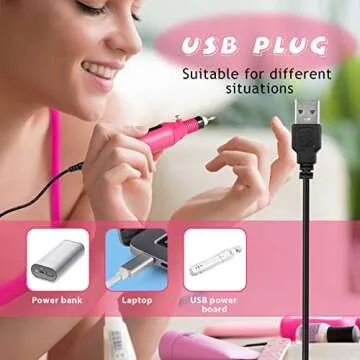Electric Nail Drill Kit Portable Nail File Machine Nail Rotary Tool Manicure with USB Cable, Christm...