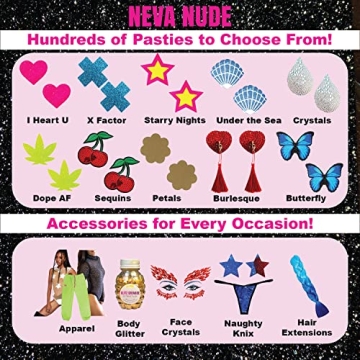 Neva Nude Crystal Body Jewel Pasties for Parties and Festivals