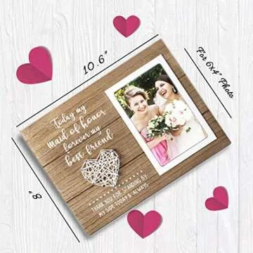VILIGHT Bridesmaid Gifts - Maid of Honor Rustic Picture Frame - 4x6 Inches Photo