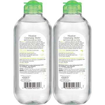 Garnier Micellar Water for Oily Skin, Facial Cleanser & Makeup Remover, Mattifying, For All Skin Typ...