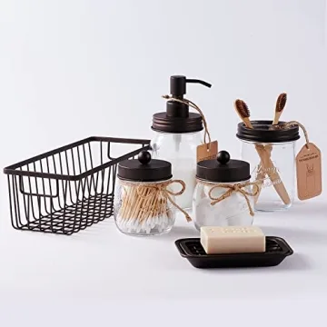 Stylish SheeChung 6Pcs Mason Jars Bathroom Set