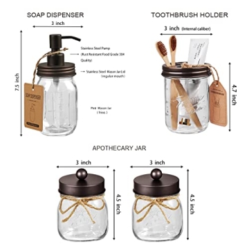 Stylish SheeChung 6Pcs Mason Jars Bathroom Set
