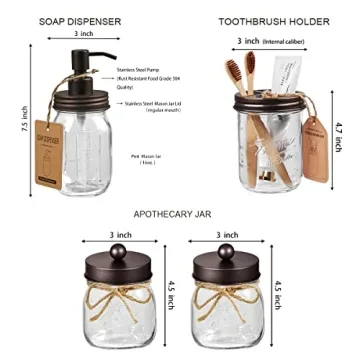 Stylish SheeChung 6Pcs Mason Jars Bathroom Set
