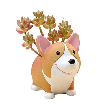 Succulent Pots,Cute Animal Shaped Flower Planters, Pencil Holders,Desk Accessories, Makeup Brush Storage Stand,Kitchen Utensils & Gadgets -Plants Not in Included (Corgi)