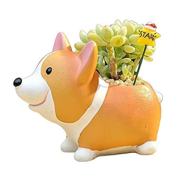 Succulent Pots,Cute Animal Shaped Flower Planters, Pencil Holders,Desk Accessories, Makeup Brush Storage Stand,Kitchen Utensils & Gadgets -Plants Not in Included (Corgi)