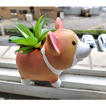 Succulent Pots,Cute Animal Shaped Flower Planters, Pencil Holders,Desk Accessories, Makeup Brush Storage Stand,Kitchen Utensils & Gadgets -Plants Not in Included (Corgi)