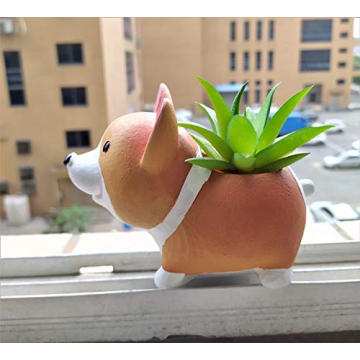 Succulent Pots,Cute Animal Shaped Flower Planters, Pencil Holders,Desk Accessories, Makeup Brush Storage Stand,Kitchen Utensils & Gadgets -Plants Not in Included (Corgi)